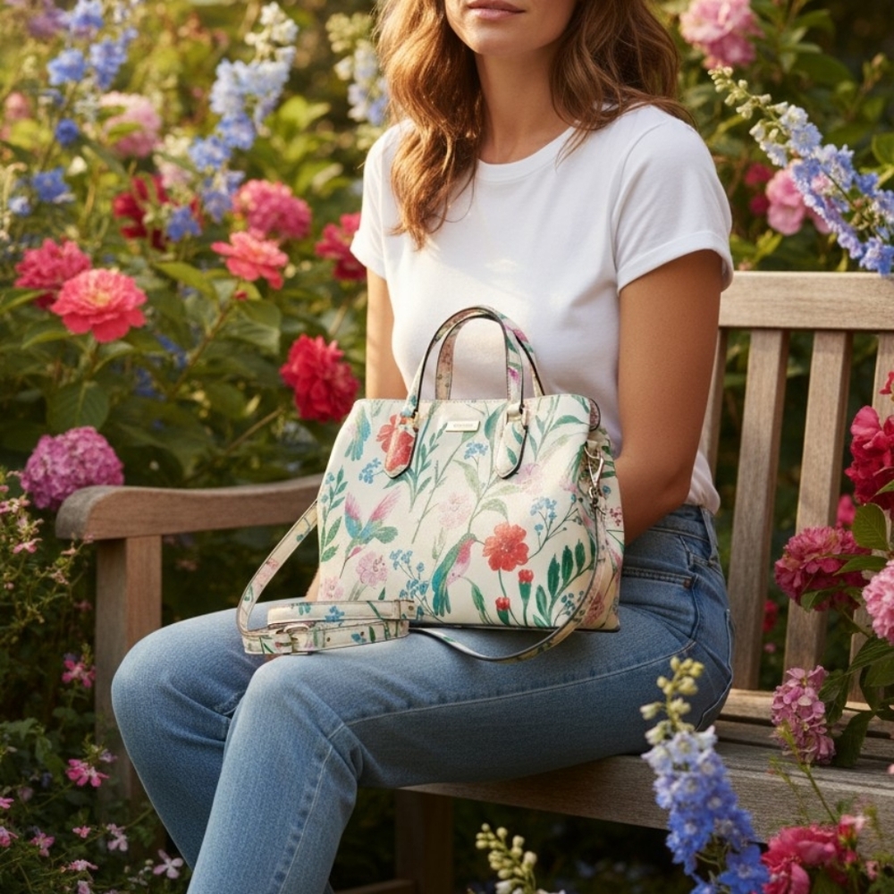 🔥LOW START🔥Kate Spade RARE Evangelie Laural Way Hummingbird & Floral Bag - Picture 11 of 16